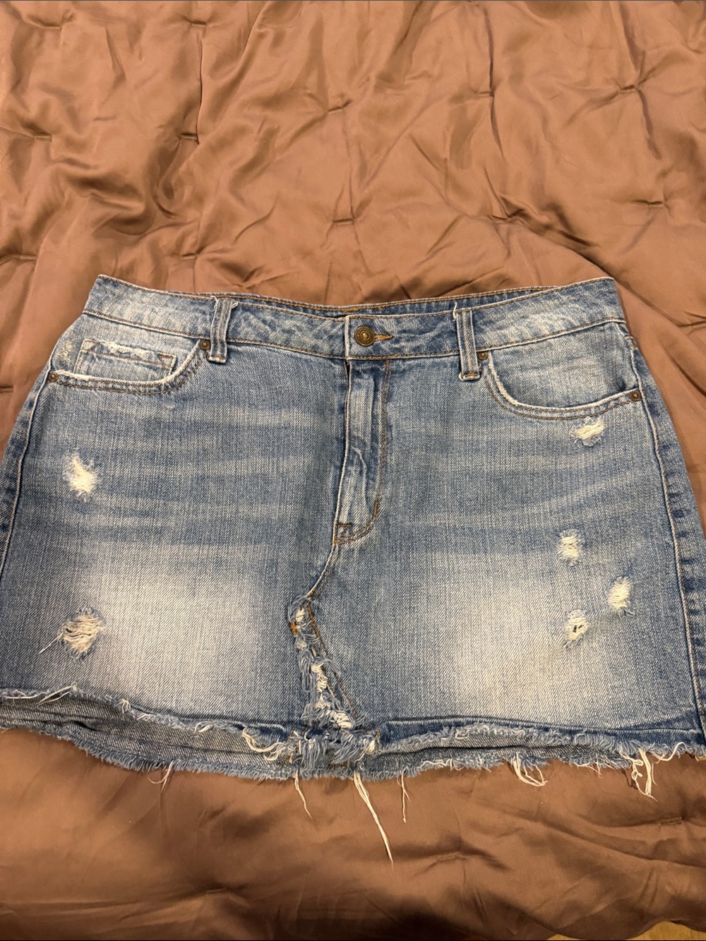 ReWash Brand Denim Distressed Mini Skirt - Light Blue size 10/29